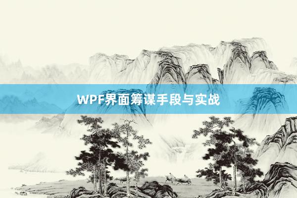 WPF界面筹谋手段与实战